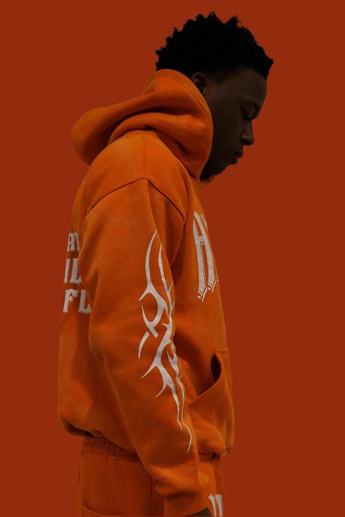 Orange Retro Oversize Streetwear Hoodie