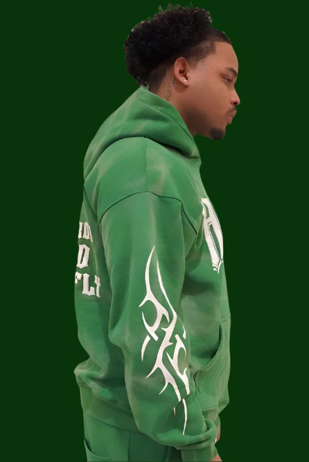 Green Retro Oversize streetwear Hoodie