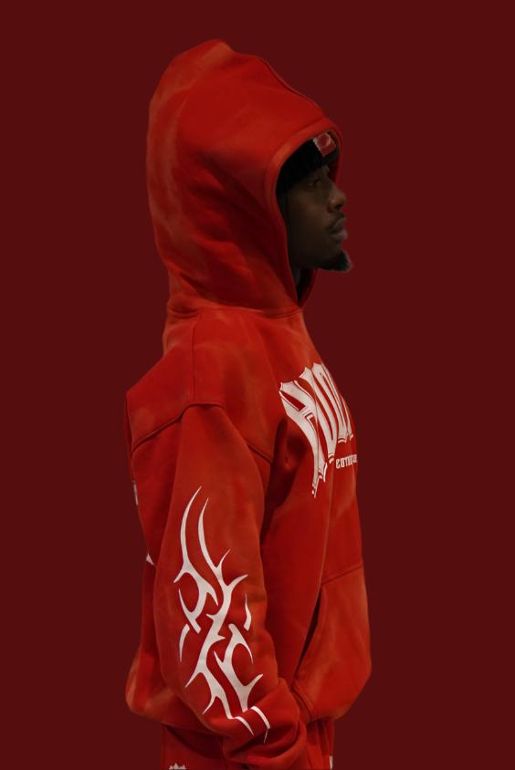 Red Retro Oversize Streetwear Hoodie